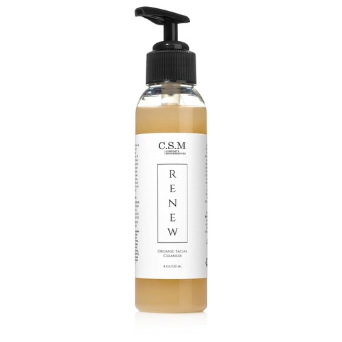  C.S.M CSM Organic Face Wash for Gently Exfoliating and Clarifying Acne Prone and Dry Skin, Natural Face Cleanser with Essential Oils for Reducing Pores, RENEW Antiaging Organic Facial Wa