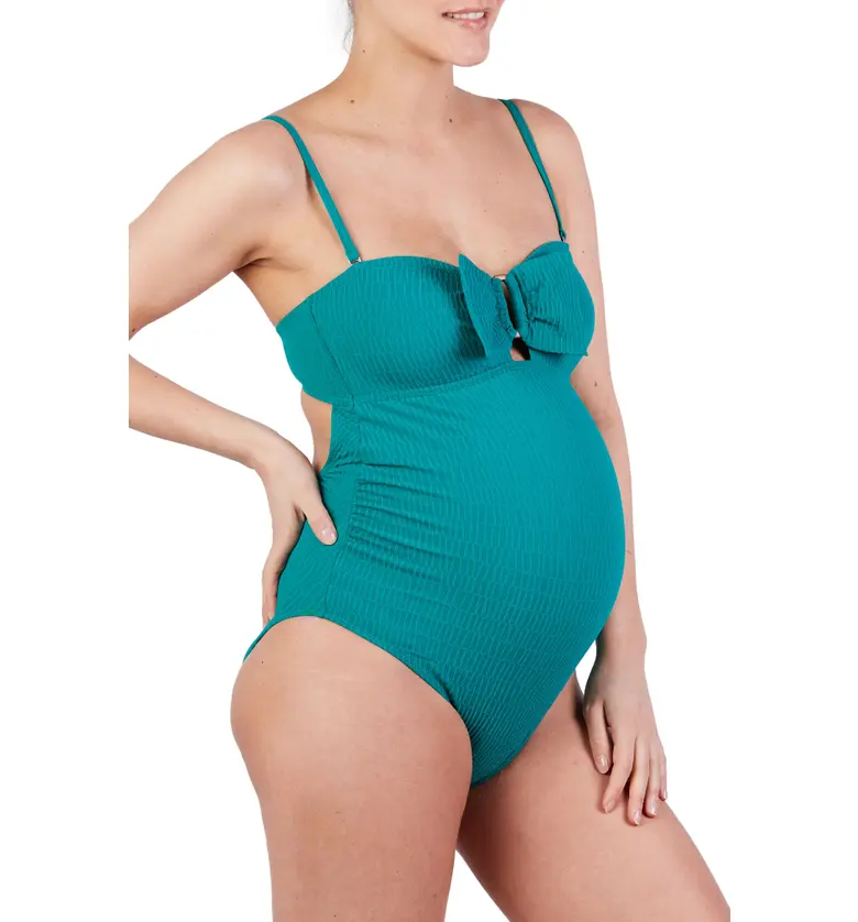 Cache Coeur Bow One-Piece Maternity Swimsuit_GREEN