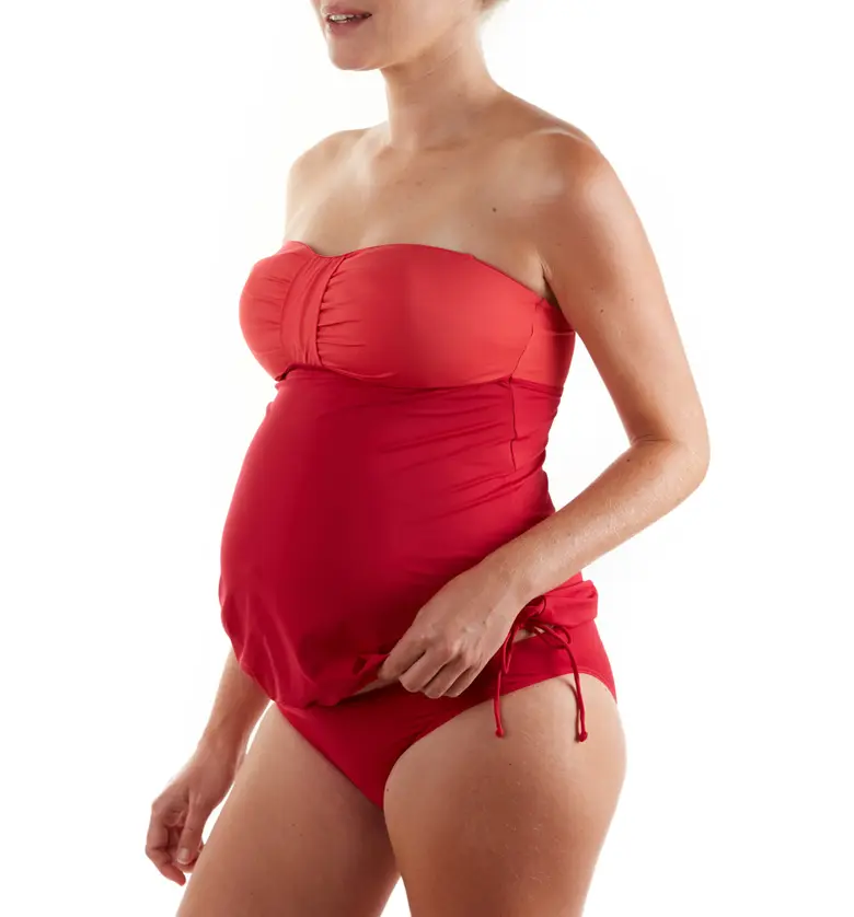 Cache Coeur Eden Two-Piece Colorblock Maternity Tankini Swimsuit_PASSION