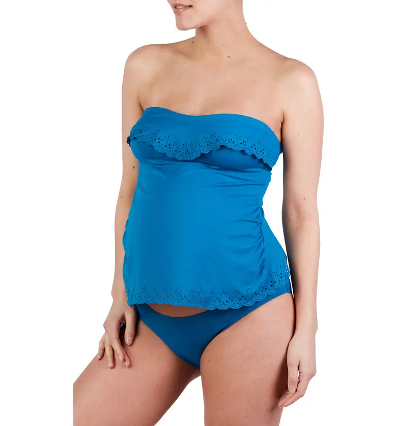 Cache Coeur Bloom Tankini Maternity Swimsuit_RETRO BLUE