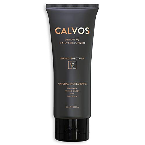 Calvos Anti-Aging Sunscreen and Moisturizer for Bald Men Head and Face. SPF 30 All Natural - Fragrance Free - Reef Safe - Non Greasy Matte Sunblock and Face Cream Protects Nourishe