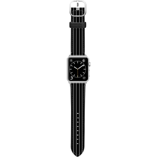  CASETiFY Black Stripe Saffiano Faux Leather Apple Watch Strap_BLACK/ SILVER