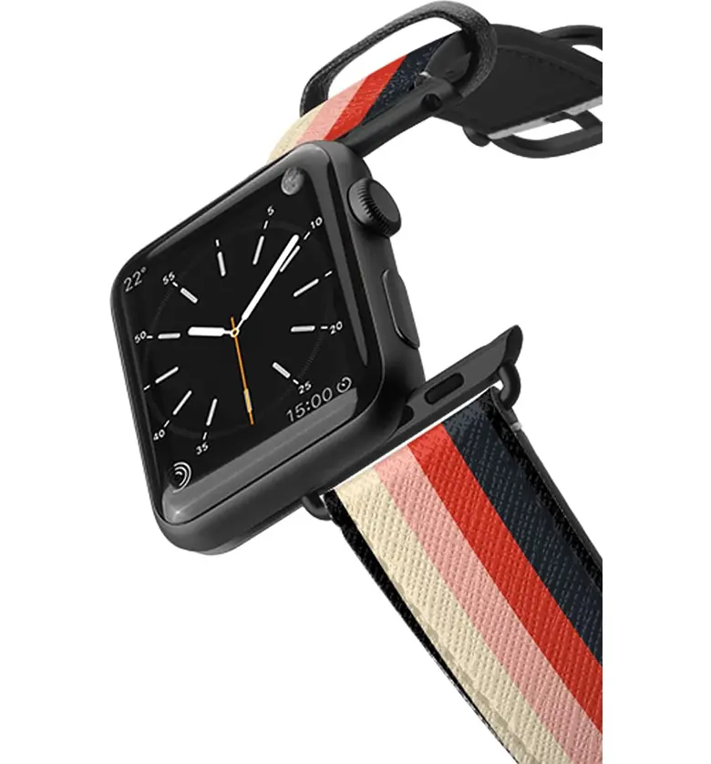  CASETiFY Rad Retro Saffiano Faux Leather Apple Watch Strap_SPACE GREY