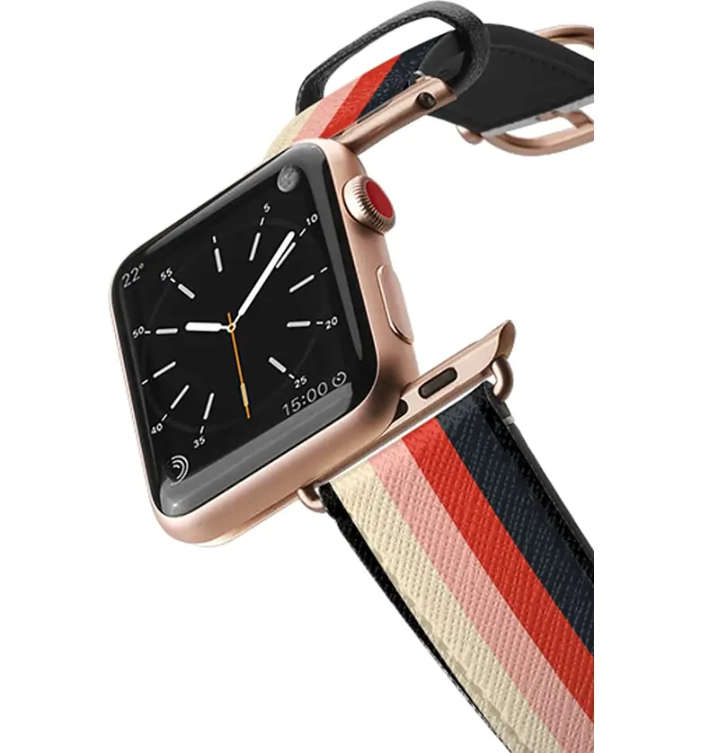  CASETiFY Rad Retro Saffiano Faux Leather Apple Watch Strap_GOLD