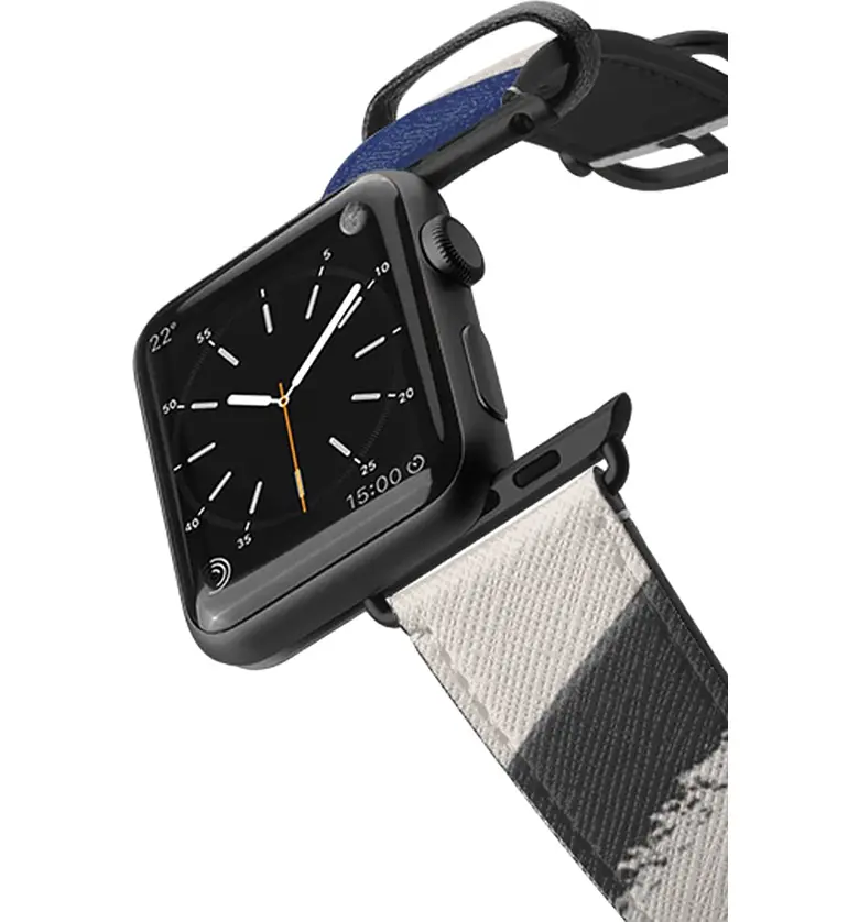  CASETiFY Zebra Pop Saffiano Faux Leather Apple Watch Strap_WHITE/ SPACE GREY