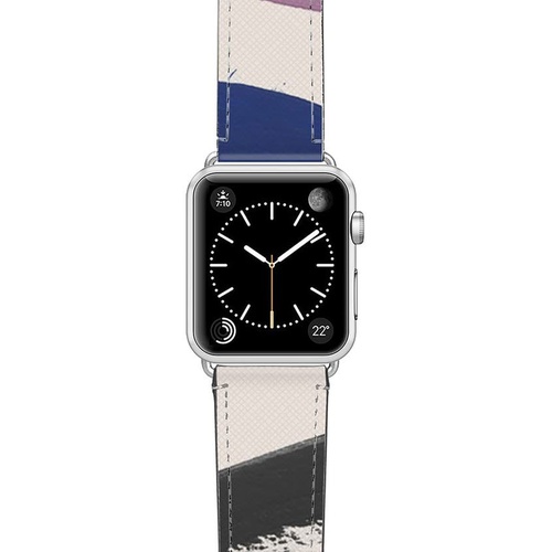  CASETiFY Zebra Pop Saffiano Faux Leather Apple Watch Strap_WHITE/ SILVER