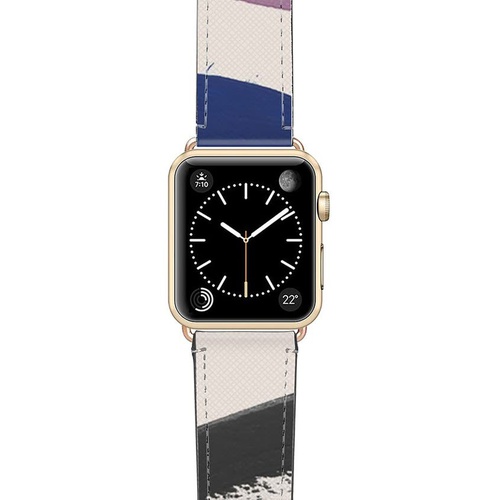  CASETiFY Zebra Pop Saffiano Faux Leather Apple Watch Strap_WHITE/ GOLD