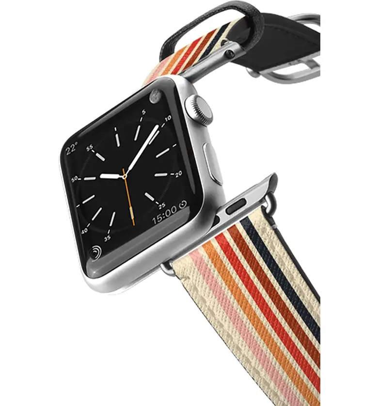  CASETiFY Retro Saffiano Faux Leather Apple Watch Strap_SILVER