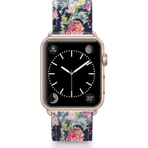  CASETiFY Keepsake Saffiano Faux Leather Apple Watch Strap_BLUE/ ROSE GOLD