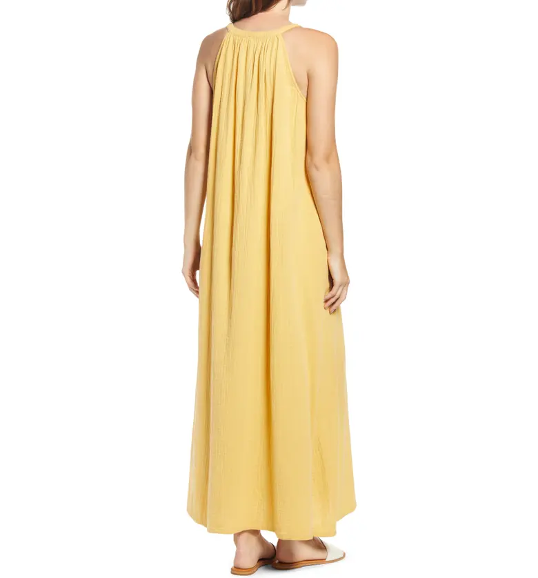  Caslon Textured Cotton Sleeveless Maxi Dress_YELLOW OCHRE