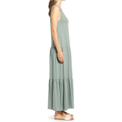  Caslon Scoop Neck Tiered Maxi Dress_GREEN DUNE