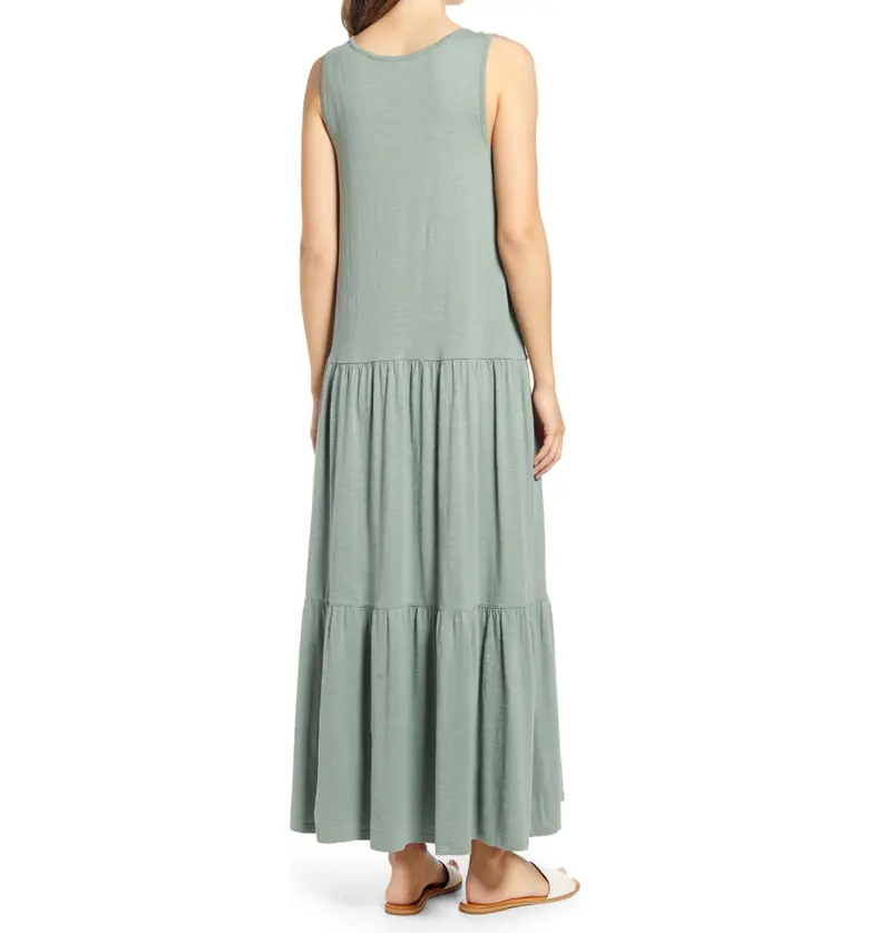  Caslon Scoop Neck Tiered Maxi Dress_GREEN DUNE