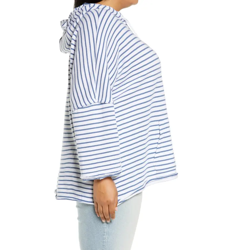  Caslon Easy Terry Hoodie_WHITE- BLUE DANA STRIPE