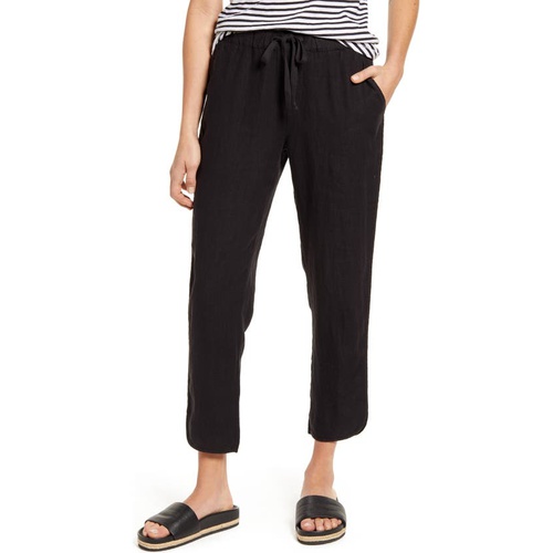  Caslon Track Style Linen Pants_BLACK