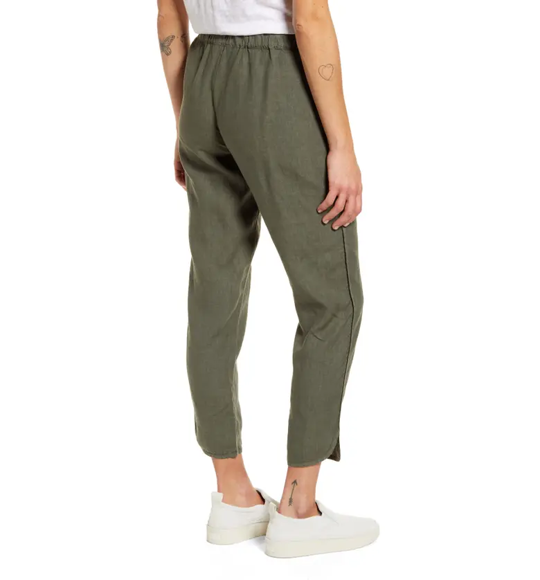  Caslon Track Style Linen Pants_GREEN BEETLE