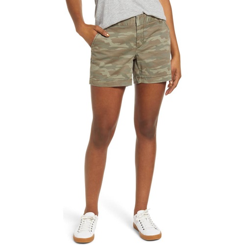  Caslon Cotton Blend Twill Shorts_OLIVE FADED CAMO PRINT