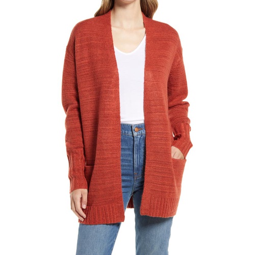  Caslon Open Front Cardigan_RUST SPICE