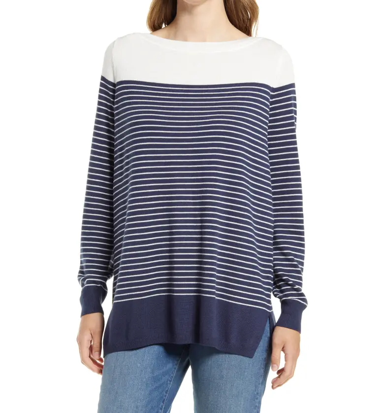 Caslon Womens Colorblock Stripe Sweater_NAVY PLACED STRIPE