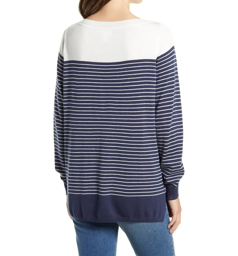  Caslon Womens Colorblock Stripe Sweater_NAVY PLACED STRIPE