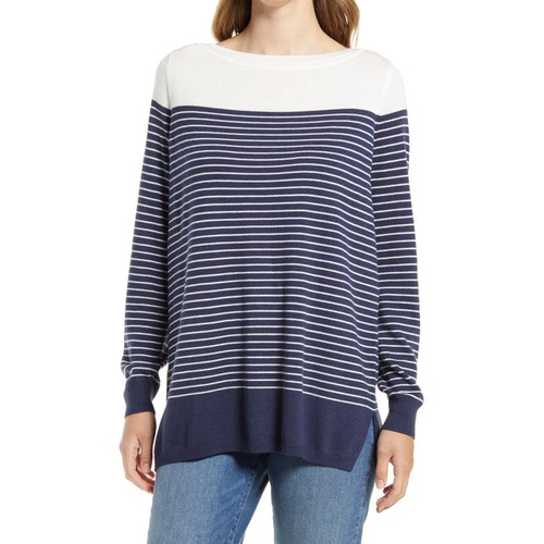  Caslon Womens Colorblock Stripe Sweater_NAVY PLACED STRIPE