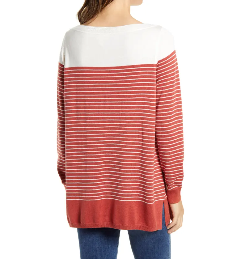  Caslon Womens Colorblock Stripe Sweater_RUST PLACED STRIPE