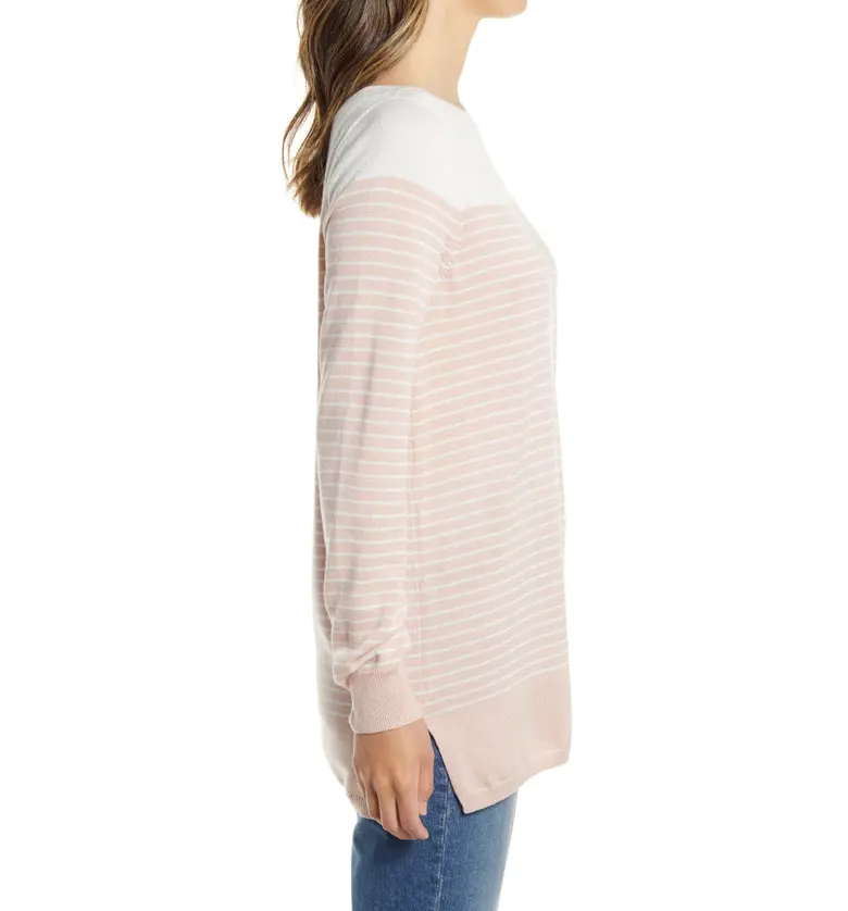  Caslon Womens Colorblock Stripe Sweater_PINK PLACED STRIPE