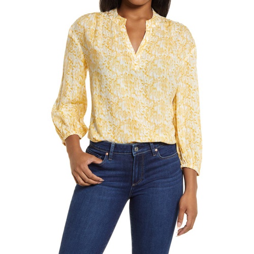  Caslon Floral Popover Top_YELLOW- IVORY PRINT