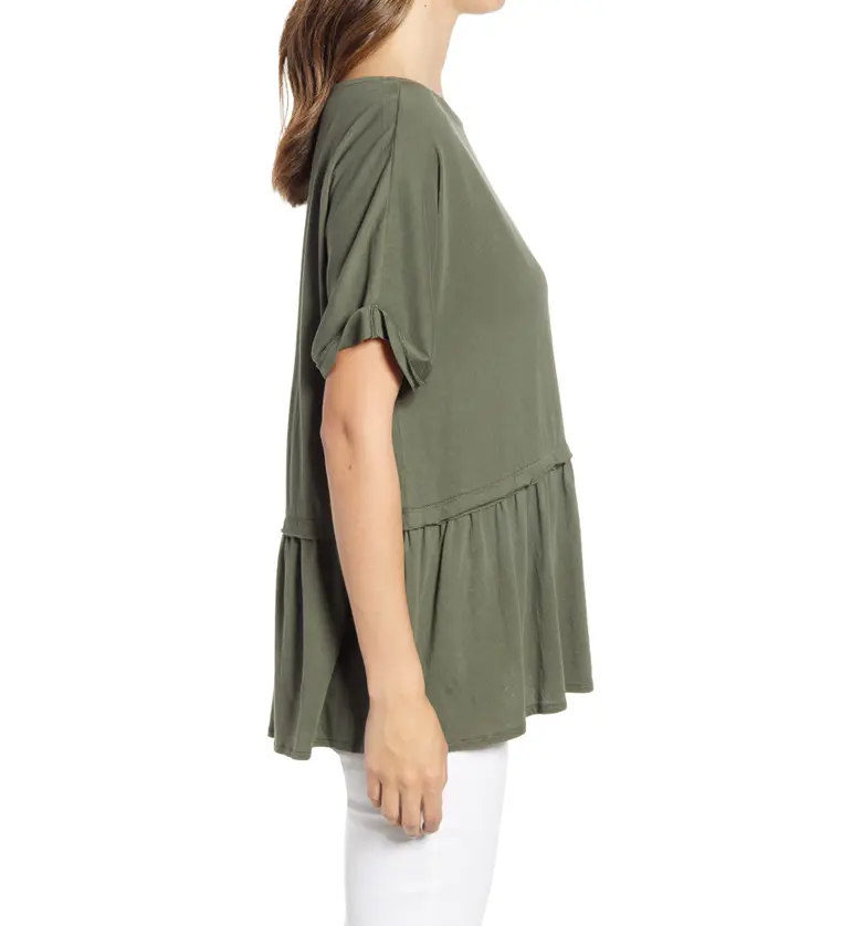  Caslon Floaty Peplum Jersey Top_GREEN BEETLE