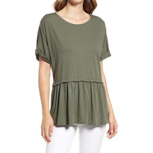  Caslon Floaty Peplum Jersey Top_GREEN BEETLE