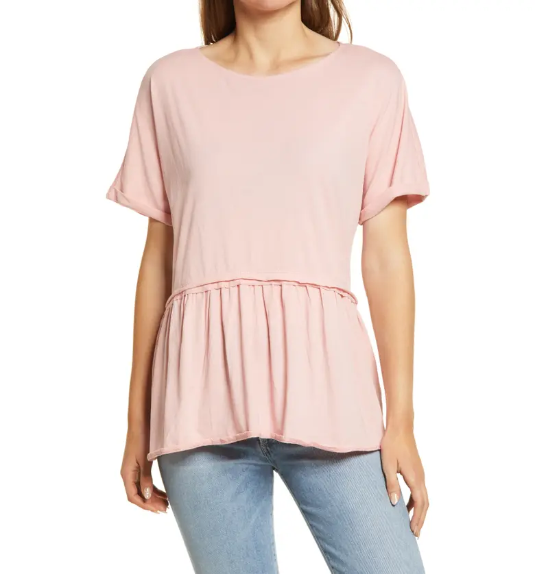  Caslon Floaty Peplum Jersey Top_PINK BRIDE