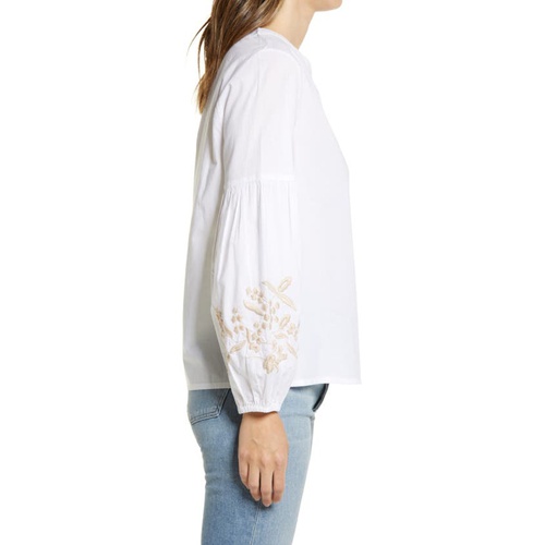  Caslon Embroidered Blouse_WHITE