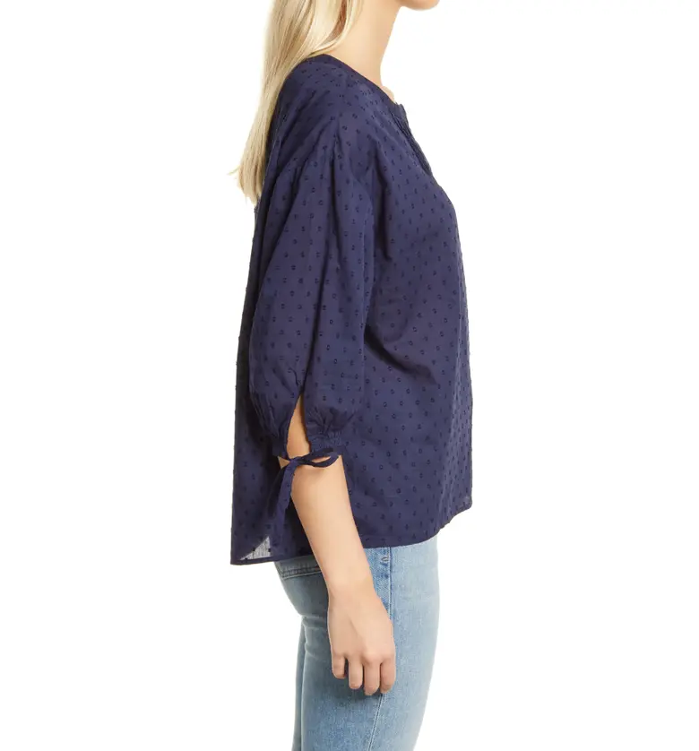  Caslon Three-Quarter Sleeve Button-Up Blouse_NAVY PEACOAT