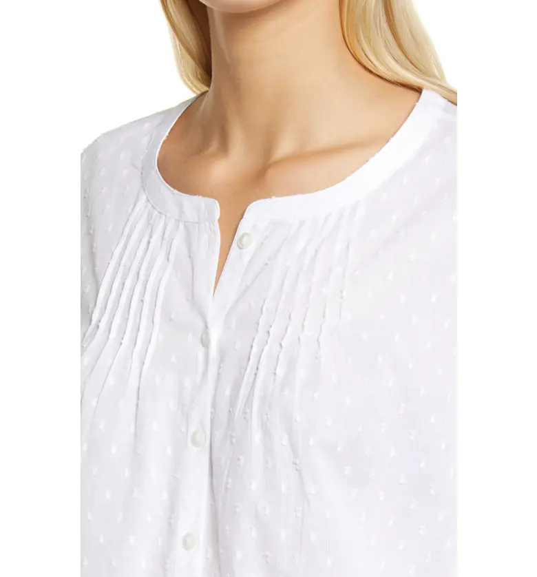  Caslon Three-Quarter Sleeve Button-Up Blouse_WHITE