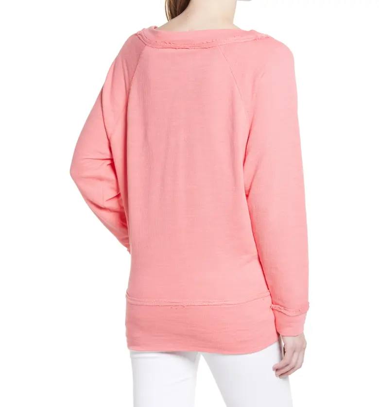  Caslon Dolman Sleeve Cotton Blend Pullover_CORAL TEA ROSE