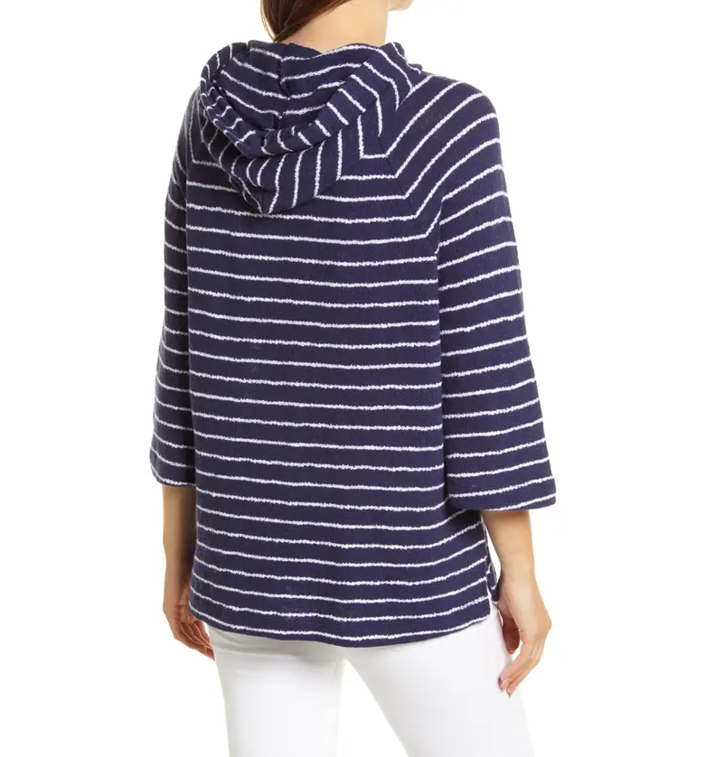  Caslon Stripe Cotton Hoodie_NAVY- WHITE STRIPE