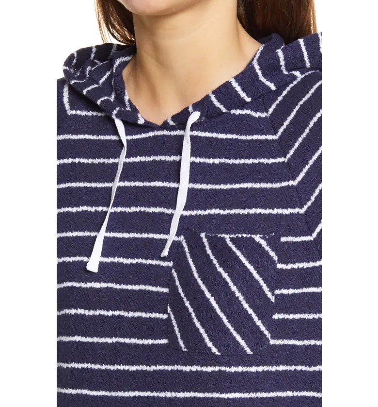  Caslon Stripe Cotton Hoodie_NAVY- WHITE STRIPE