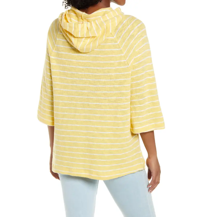  Caslon Stripe Cotton Hoodie_YELLOW C- WHITE STRIPE