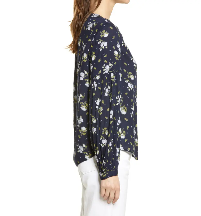  Caslon Floral Print Crepe Button Front Blouse_NAVY PEACOAT ARDITH FLORAL