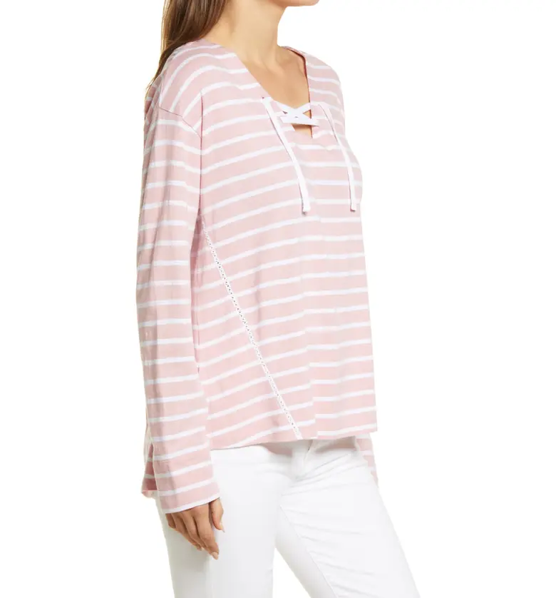  Caslon Seamed Tunic Top_PINK BRIDE STRIPE