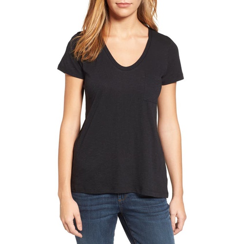  Caslon Rounded V-Neck T-Shirt_BLACK