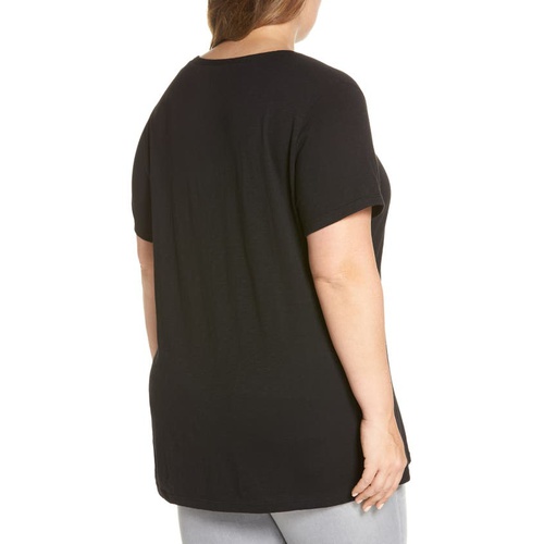  Caslon Rounded V-Neck Tee_BLACK