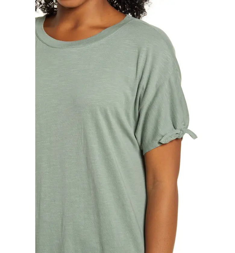  Caslon Tie Sleeve T-Shirt_GREEN DUNE