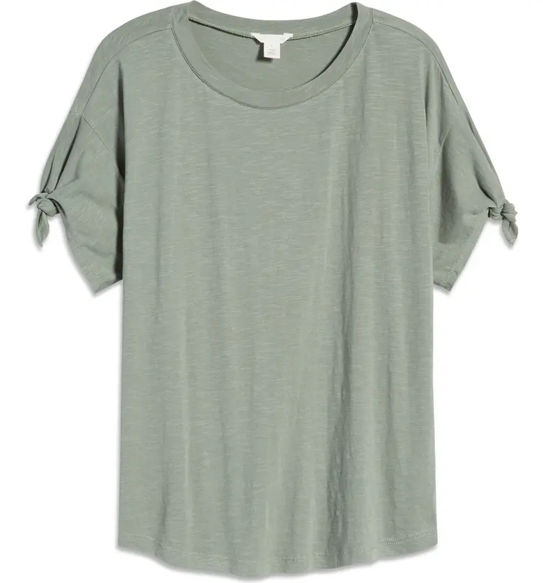  Caslon Tie Sleeve T-Shirt_GREEN DUNE