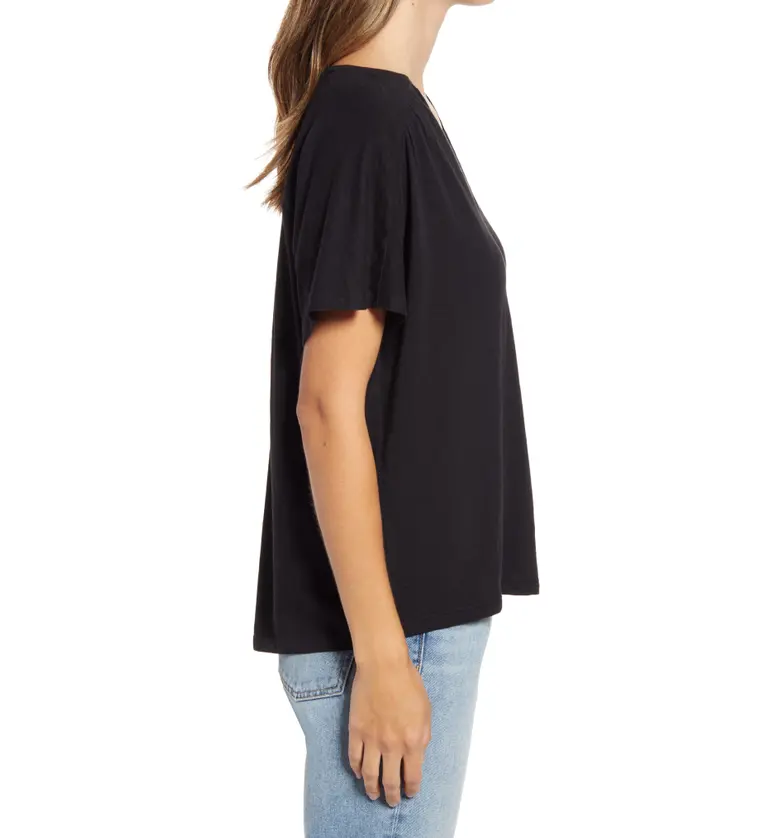  Caslon Gathered V-Neck T-Shirt_BLACK