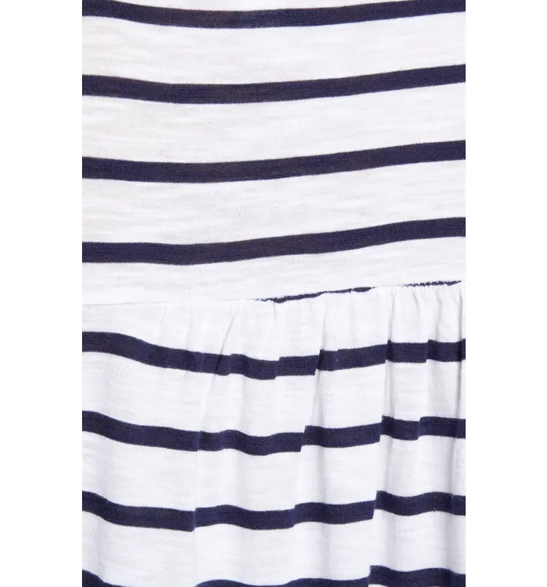  Caslon Gathered V-Neck T-Shirt_WHITE- NAVY STRIPE