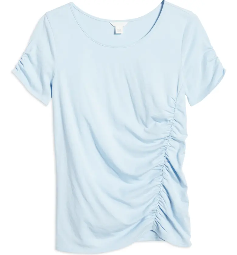  Caslon Ruched Knit T-Shirt_BLUE CASHMERE