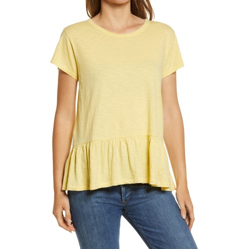  Caslon Peplum T-Shirt_YELLOW CITRON