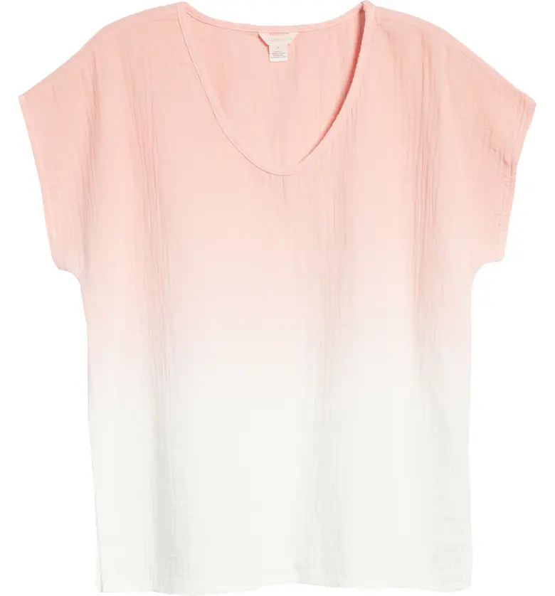  Caslon Woven V-Neck T-Shirt_PINK BRIDE OMBRE