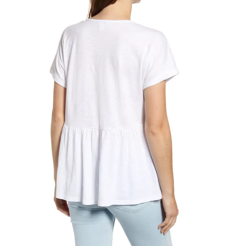  Caslon Embroidered Cotton Slub Jersey Top_WHITE