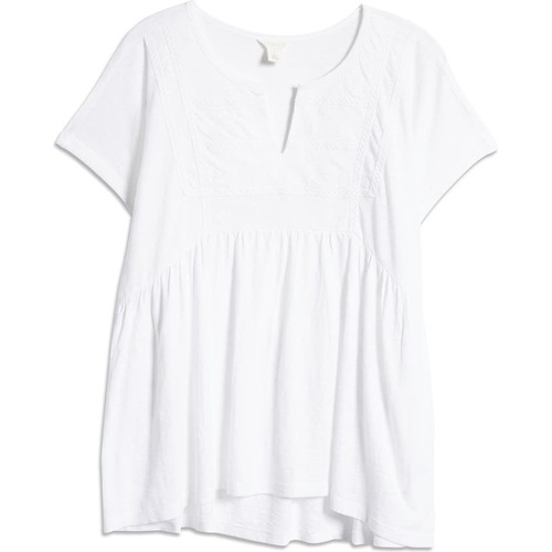  Caslon Embroidered Cotton Slub Jersey Top_WHITE